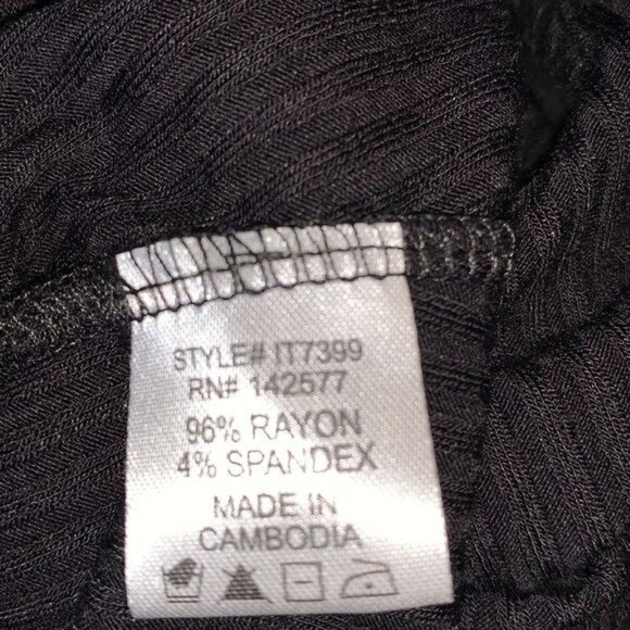 Black Ribbed Tank Bodysuit With Lace-Up Front Medium Iris - Picture 3 of 9